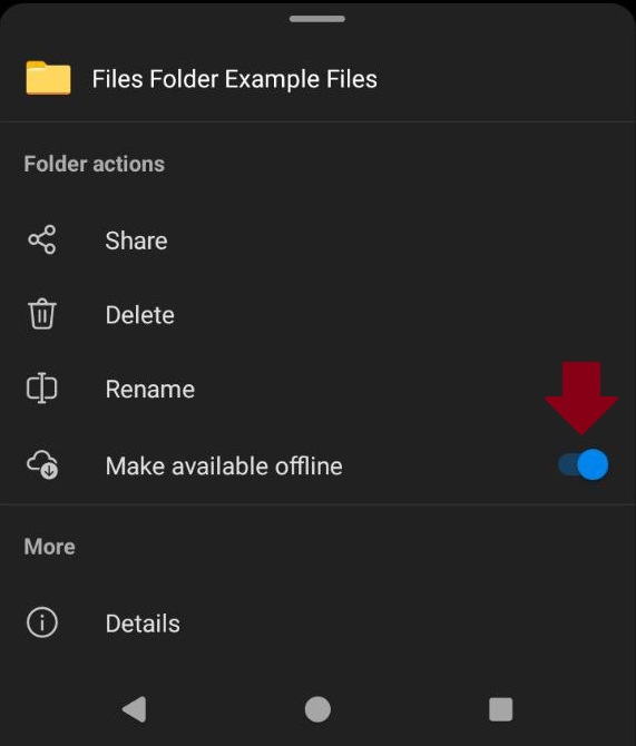 Marking a folder for offline